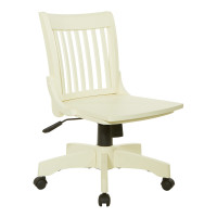 OSP Home Furnishings 101ANW Deluxe Armless Wood Bankers Chair with Wood Seat in Antique White Finish